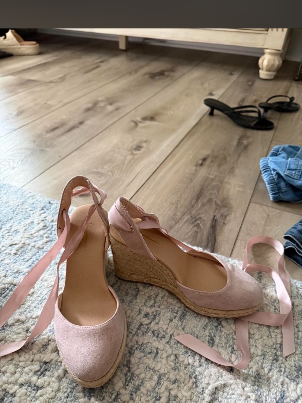 Loft Women’s Pink Espadrille Wedge Ankle-Tie Heels